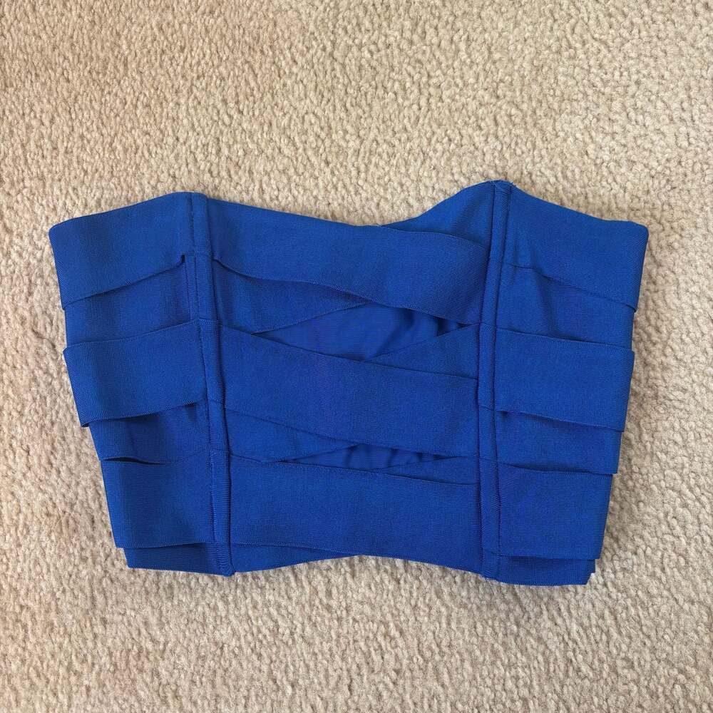 WOW Couture Royal Blue Bandage Strapless Crop Top